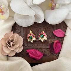 Vriksham Gul-Mor Pair Kundan Jadau Press Bugadi-Red Green & White-J3507