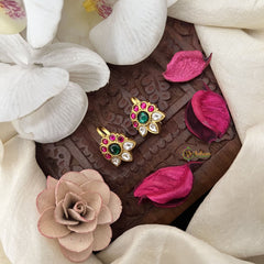 Vriksham Gul-Mor Pair Kundan Jadau Press Bugadi-Red Green & White-J3507