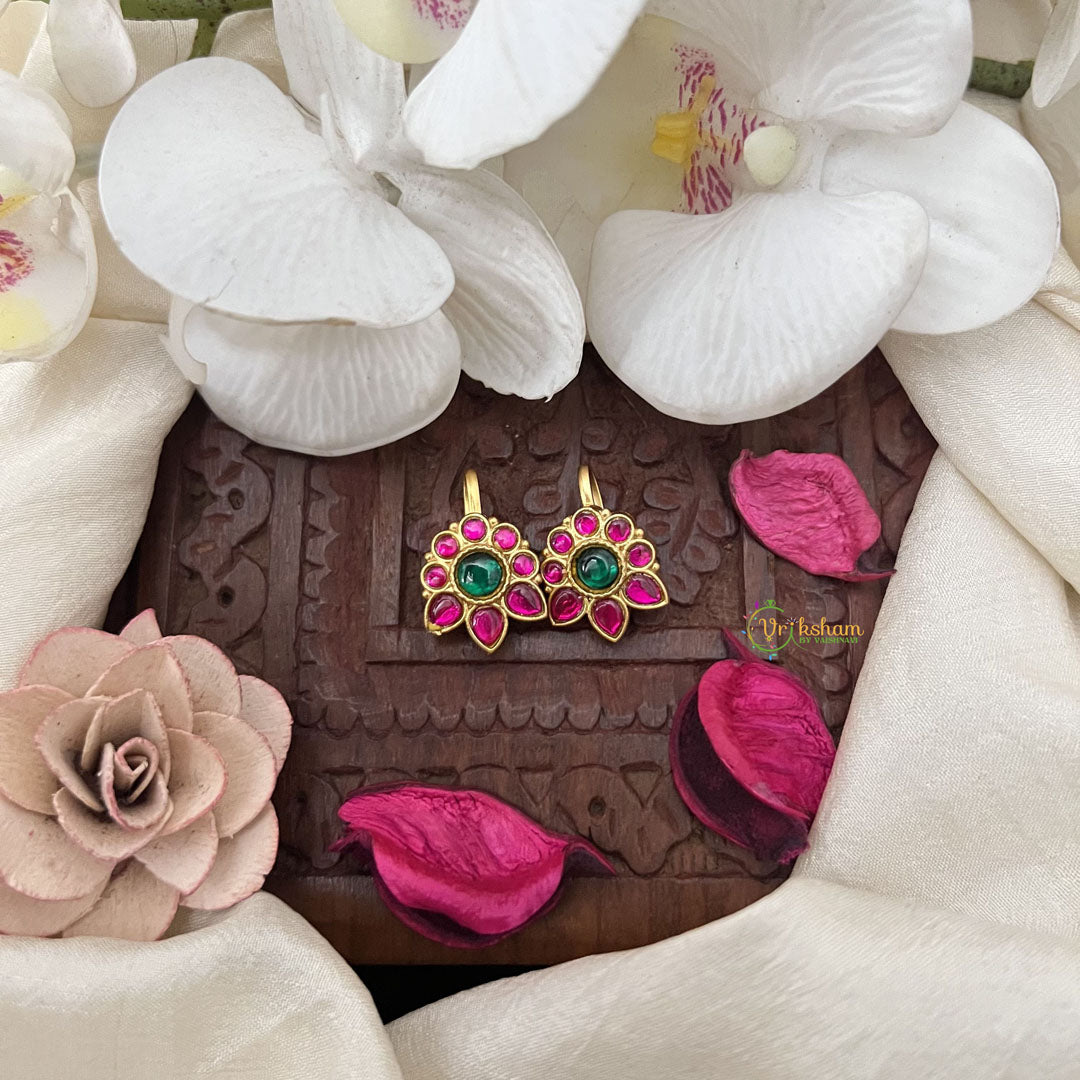 Vriksham Gul-Mor Pair Kundan Jadau Press Bugadi-Red Green-J3506