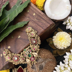 Vriksham Peacock Inspired 1 gm Gold Finish Choker-Gold Bead-G20319