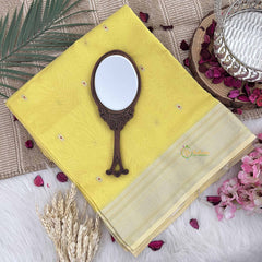 Vriksham Light Yellow Maheshwari Silk Cotton Saree-Handloom Maheshwari Saree-VS4936