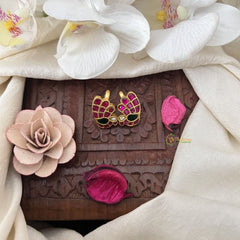 Vriksham Peacock Eye Kundan Jadau Press Bugadi-Red Green & White-J3508