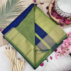 Vriksham Blue Maheshwari Silk Cotton Saree-Handloom Maheshwari Saree-VS4935