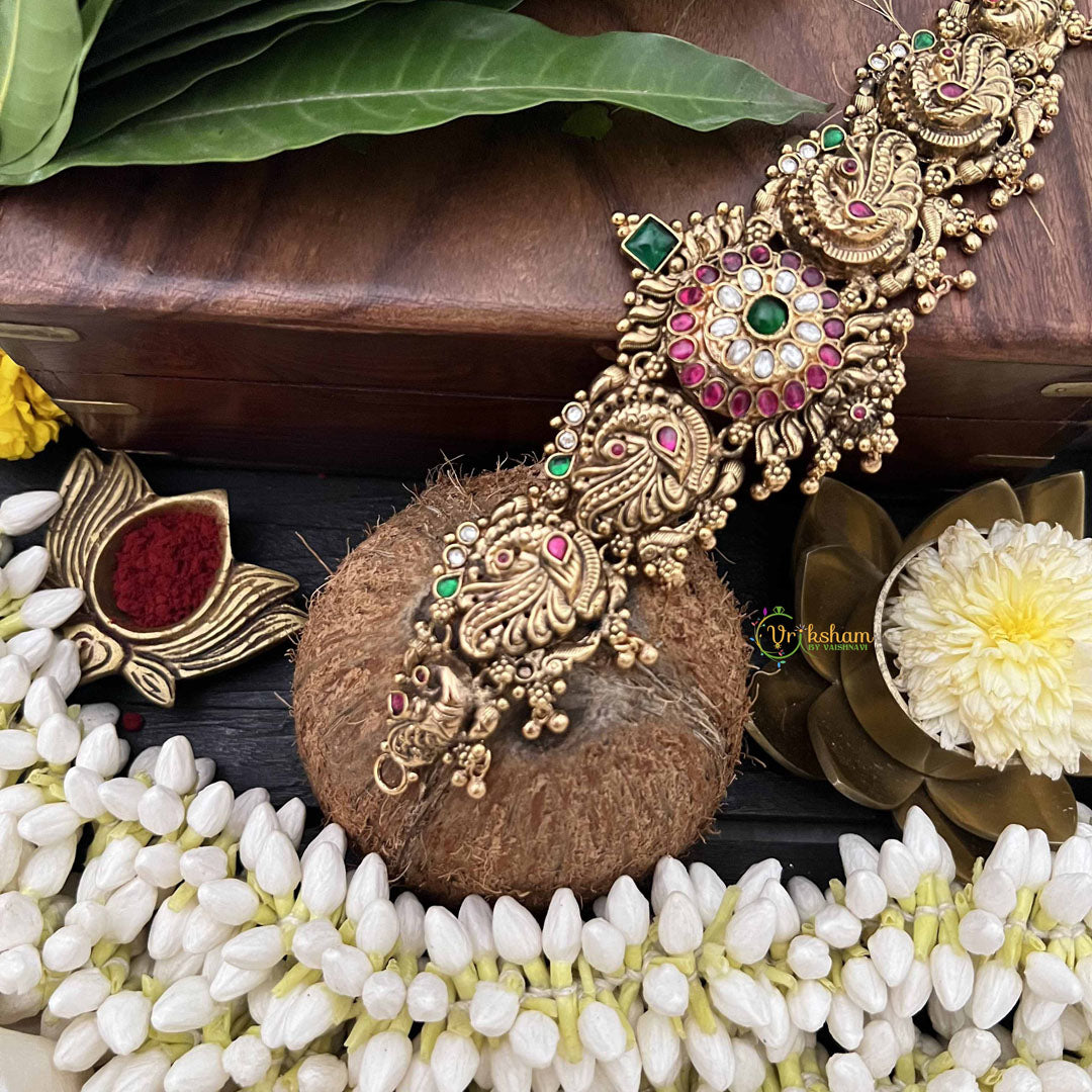 Vriksham Elegance Floral With Peacock Style 1 gm Gold Finish Choker-Gold Bead-G20324