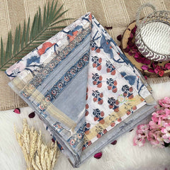 Vriksham White & Pitch Floral Maheshwari Silk Cotton Saree-Handloom Maheshwari Saree-VS4940