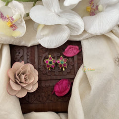 Vriksham Floral Fantasy Kundan Jadau Press Bugadi-Red Green-J3511