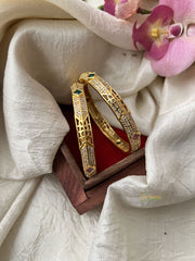 Gold Look Alike AD Stone Bangle Set -White Green Red  - G11941