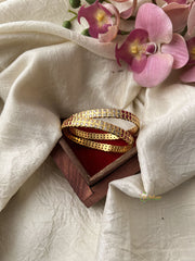 Premium Gold Look Alike AD Stone Bangle Set - Red White Bridal Bangle  - G11948