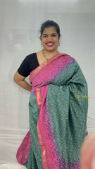 Vriksham Aqua Blue & Pink Leaf Maheshwari Silk Cotton Saree-Handloom Maheshwari Saree-VS4938