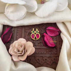 Vriksham Manga Style Kundan Jadau Press Bugadi-Green Red-J3525