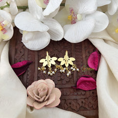 Vriksham Antique Lotus Floral Jadau Press Bugadi-Red Green & White-Pearl-J3570