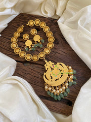 Precious Jadau Kundan Short Neckpiece-Pastel Green Beads -J1625