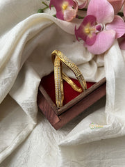 Antique Gold Alike AD Stone Bangle Set - White - G11761