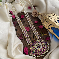 Vriksham Exquisite Dual Peacock Pendant Kemp Haram-G16561