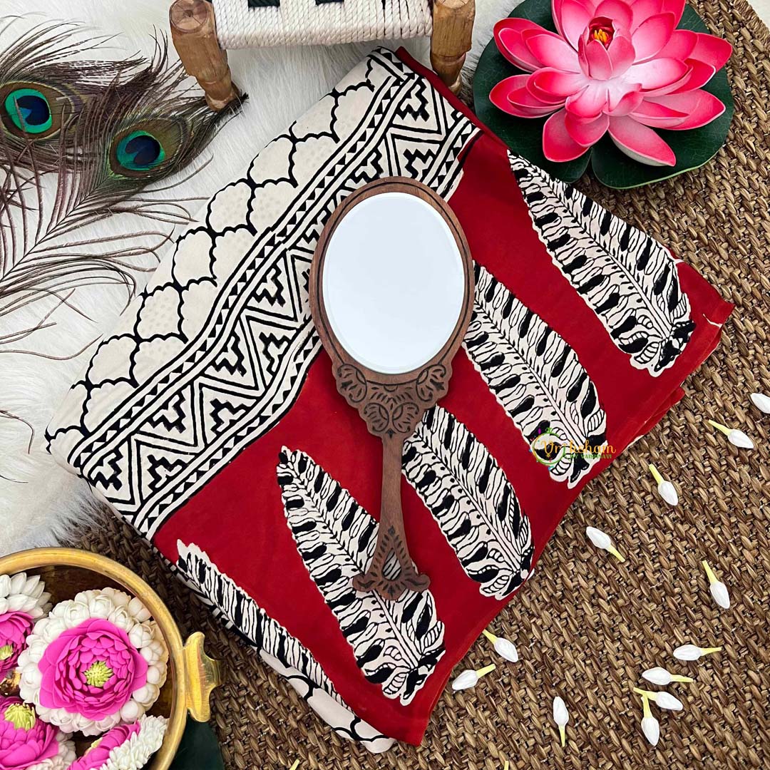 Vriksham Cream Designer Ajrakh Modal Silk Saree-VS4661