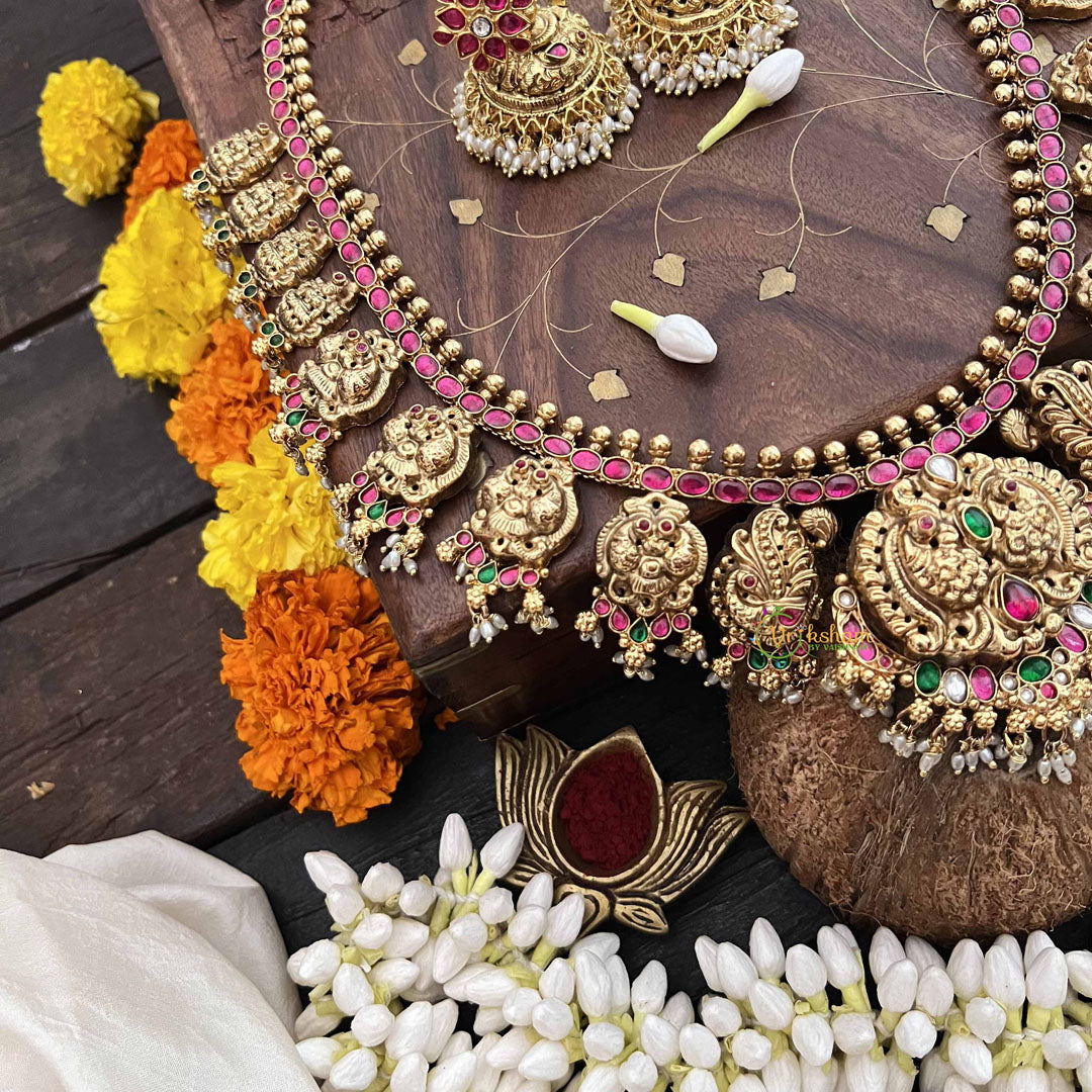 Vriksham Designer Mango Style 1 gm Gold Long Neckpiece With Jhumka-Rice Pearl-G20334
