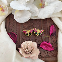 Vriksham Butterfly Bloom Kundan Jadau Press Bugadi-Red Green-J3538