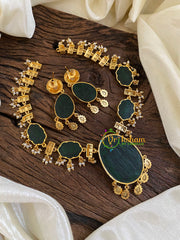 Meenakari Jadau Kundan Short Neckpiece-Green -J1621