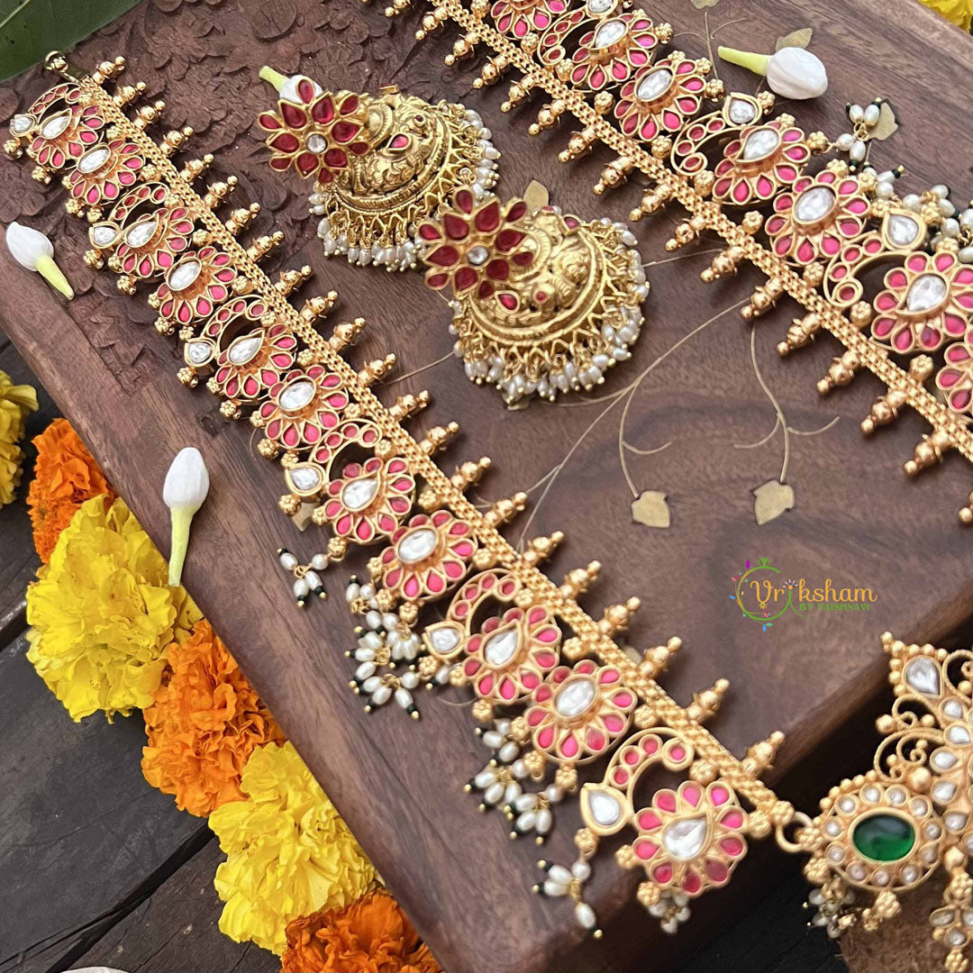Vriksham Designer Mango Style 1 gm Gold Long Neckpiece-Rice Pearl-G20333