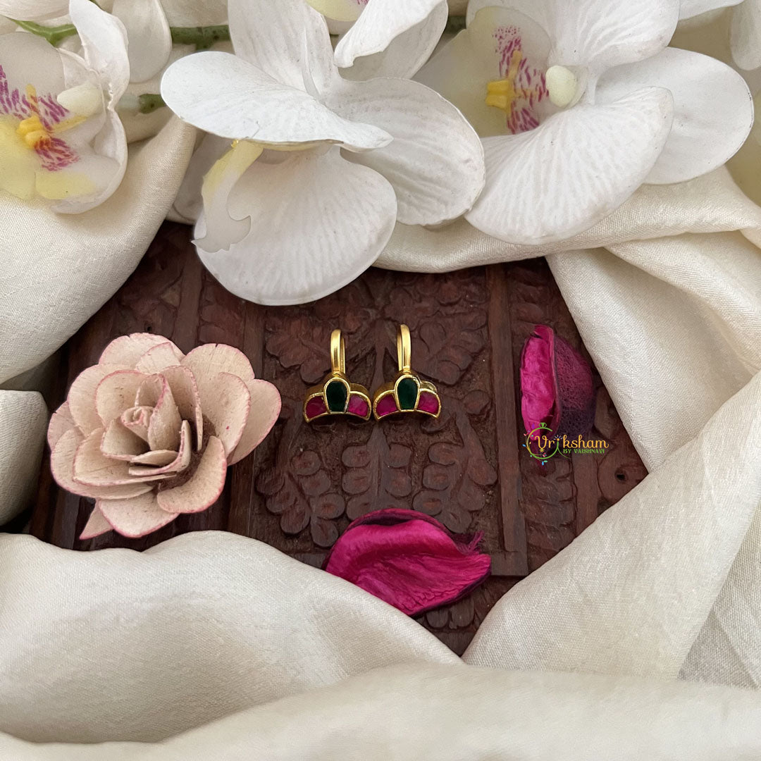 Vriksham Elegant Tirio Style Kundan Jadau Press Bugadi-Green Red-J3553