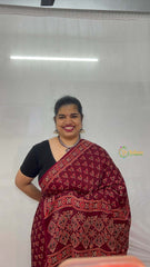 Vriksham Maroon Floral Design Ajrakh Modal Silk Saree-VS4652