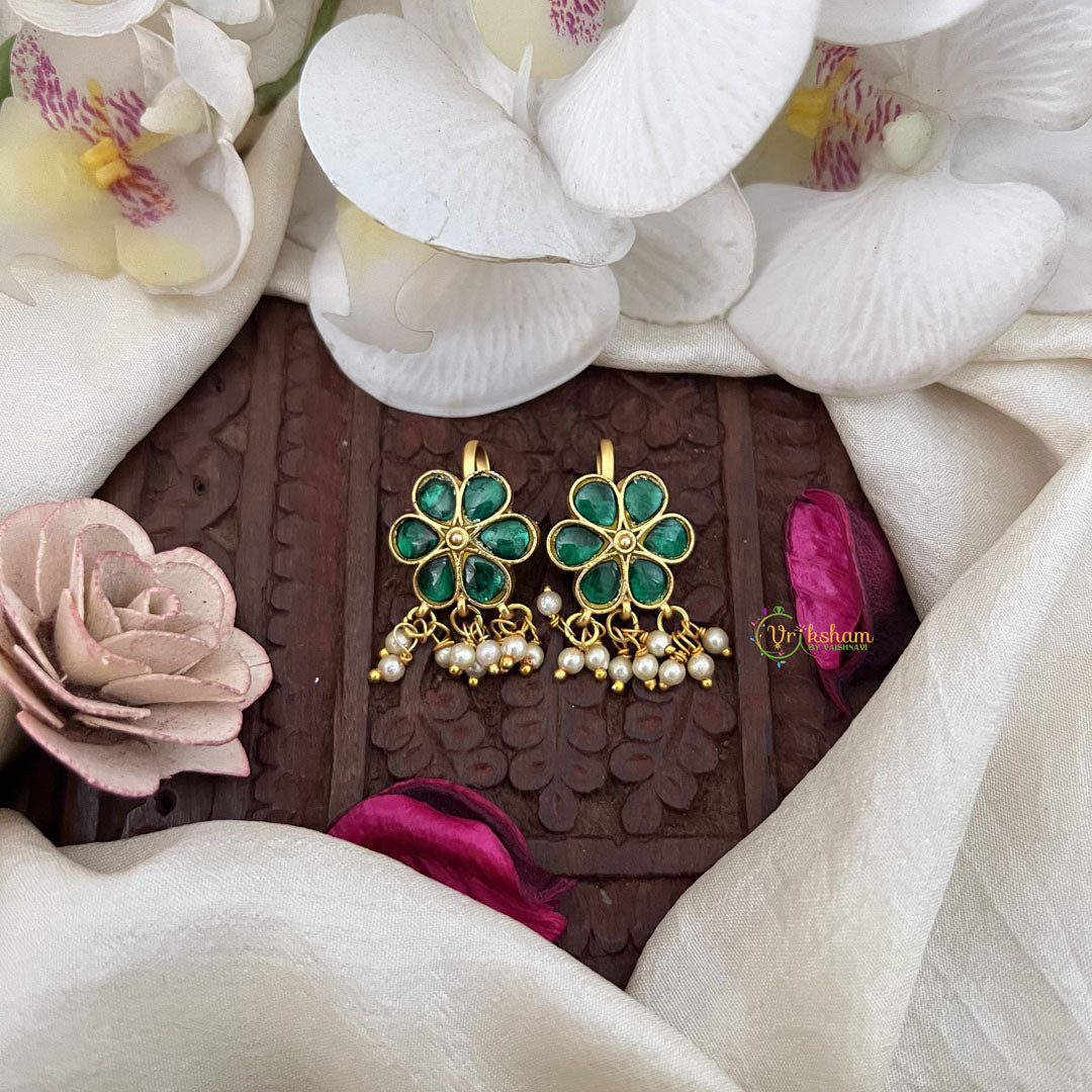 Vriksham Designer Jasmine Pearl Kundan Jadau Press Bugadi-Green-Pearl-J3542