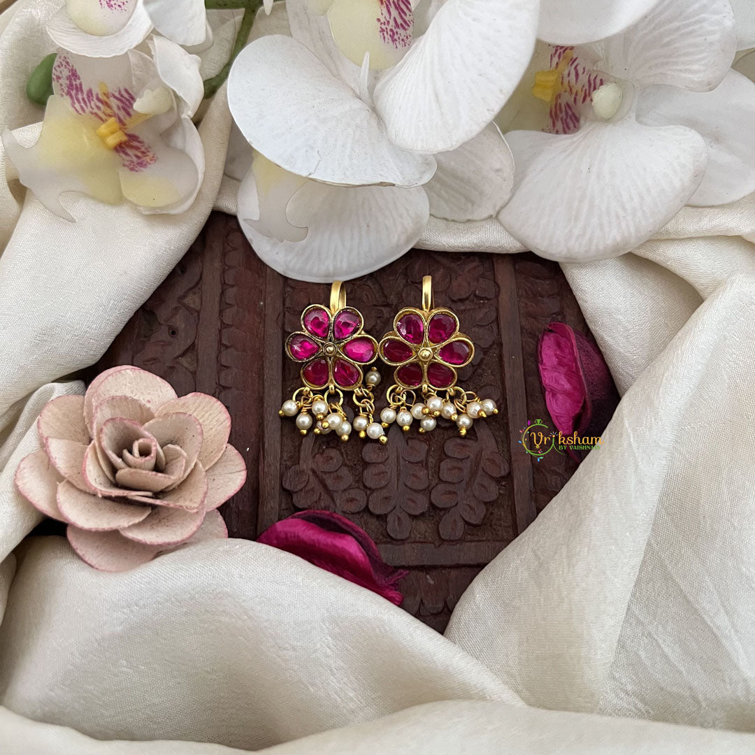 Vriksham Designer Jasmine Pearl Kundan Jadau Press Bugadi-Red-Pearl-J3541