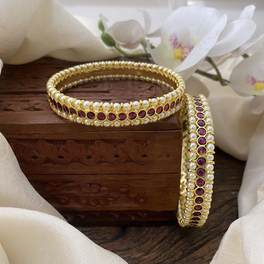 Vriksham Premium Red Kemp Bangle-Pearl-G16572