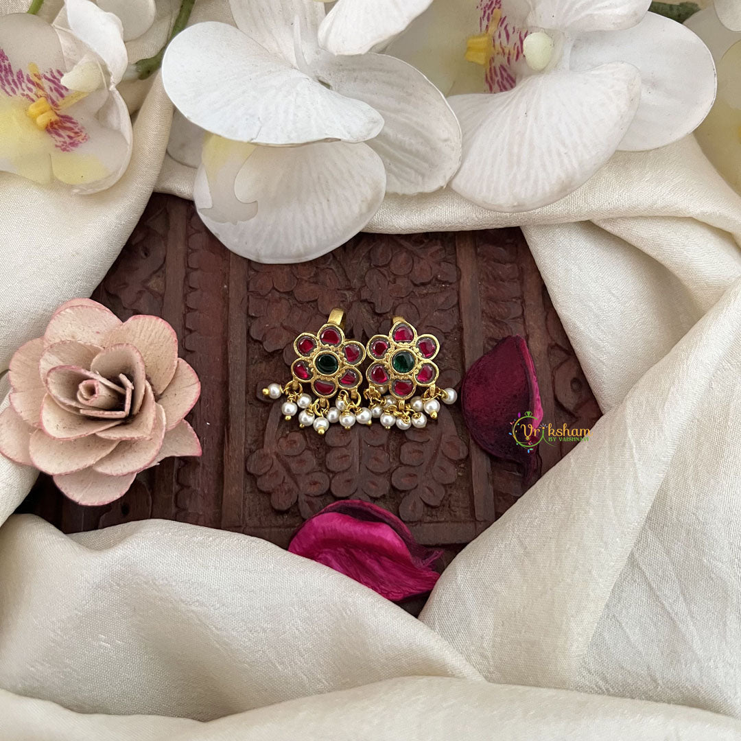 Vriksham Chand Phool Jadau Press Bugadi-Red Green-Pearl-J3571