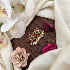 Vriksham Chand Phool Jadau Press Bugadi-Red Green-Pearl-J3571