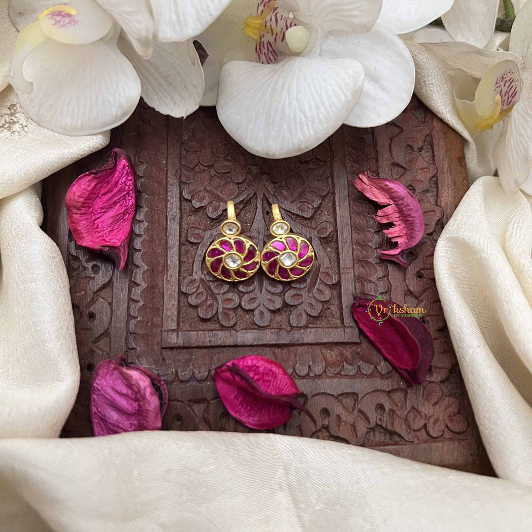 Vriksham Elegant Round  Style Kundan Jadau Press Bugadi-Red White-J3951