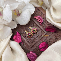 Vriksham Elegant Round  Style Kundan Jadau Press Bugadi-Red Green & White-J3950