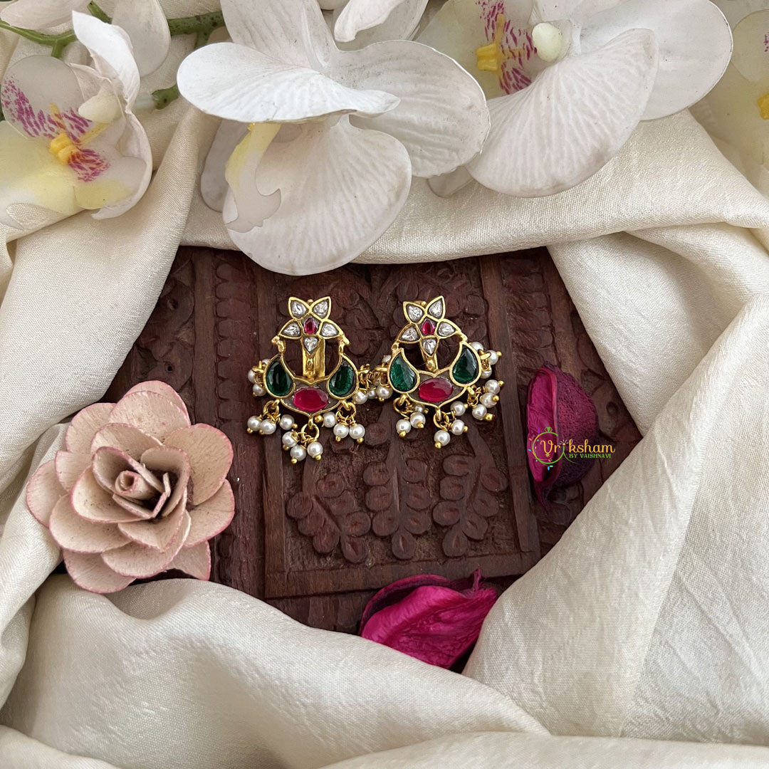 Vriksham Elegant Gulbahaar Style Jadau Press Bugadi-Red Green & White-Pearl-J3568