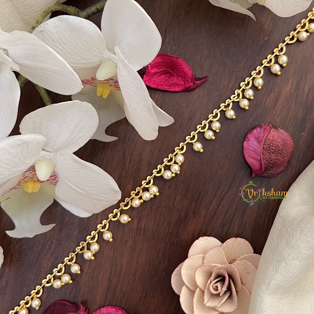 Vriksham Gold Look Alike Heart Shape Chain Pearl Thin Hip Chain-G17967