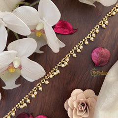 Vriksham Gold Look Alike Heart Shape Chain Pearl Thin Hip Chain-G17967