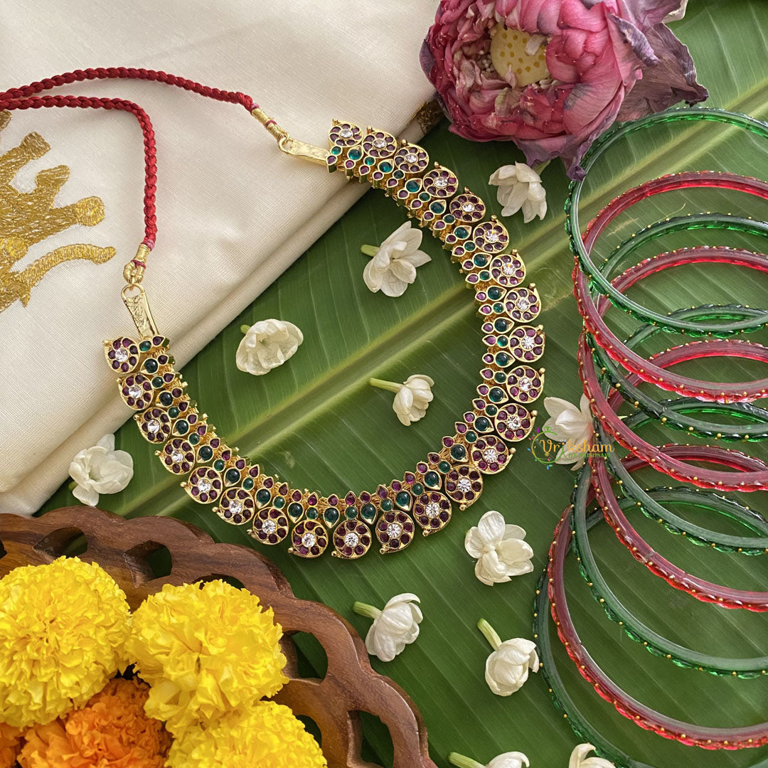 Vriksham Traditional Kemp Stone Maanga Short Neckpiece-G17546