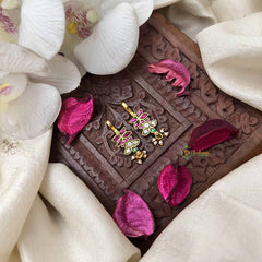 Vriksham Rose Style Kundan Jadau Press Bugadi-Red White Green -Pearls-J3952