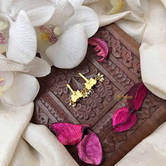 Vriksham Butterfly Style Kundan Jadau Press Bugadi-Red White & Green-Pearls-J3955