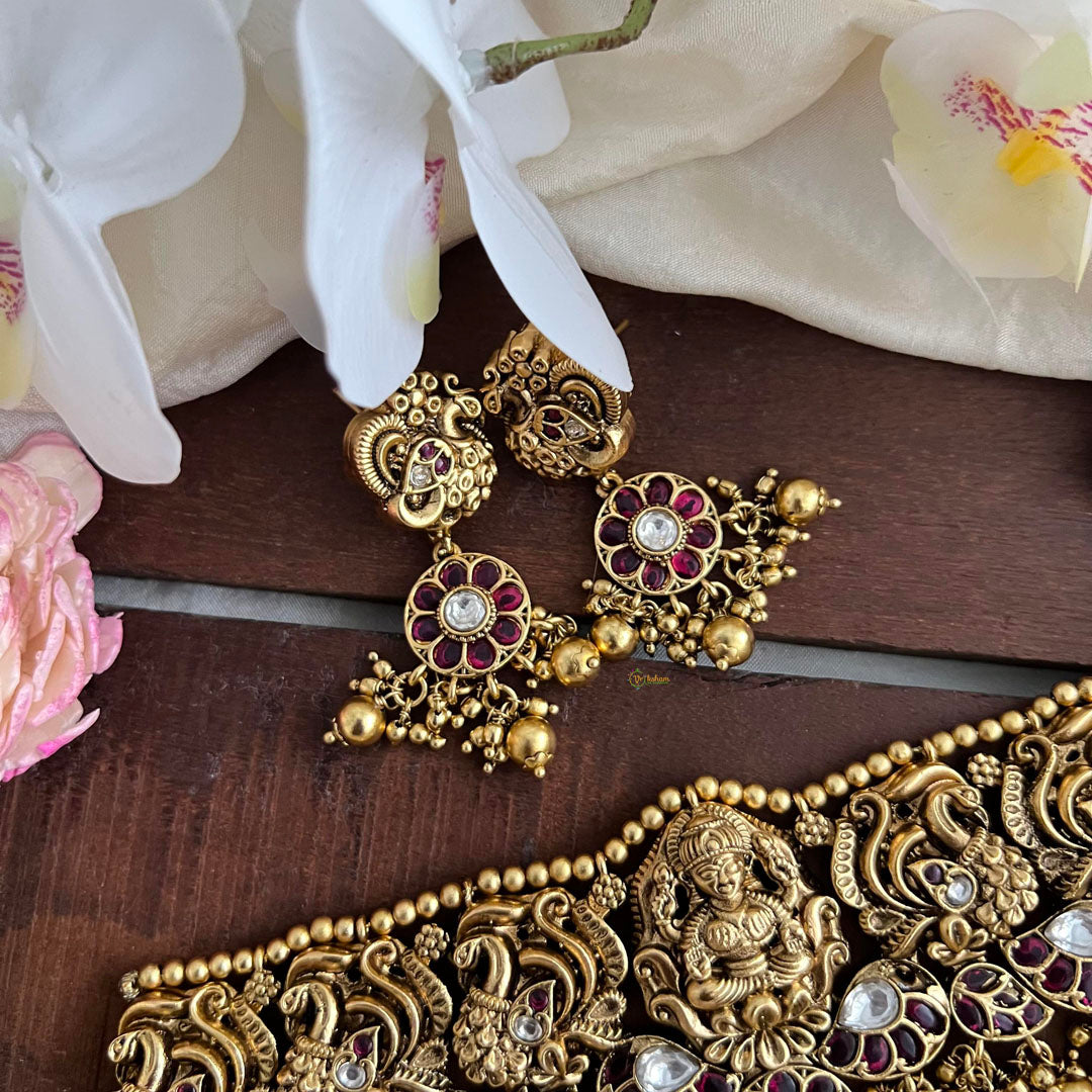 Premium Mayil Lakshmi High Neck Choker-Gold Bead-G14151