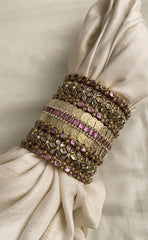 Silk Thread Kundan Bridal Bangle-Pink-G15262