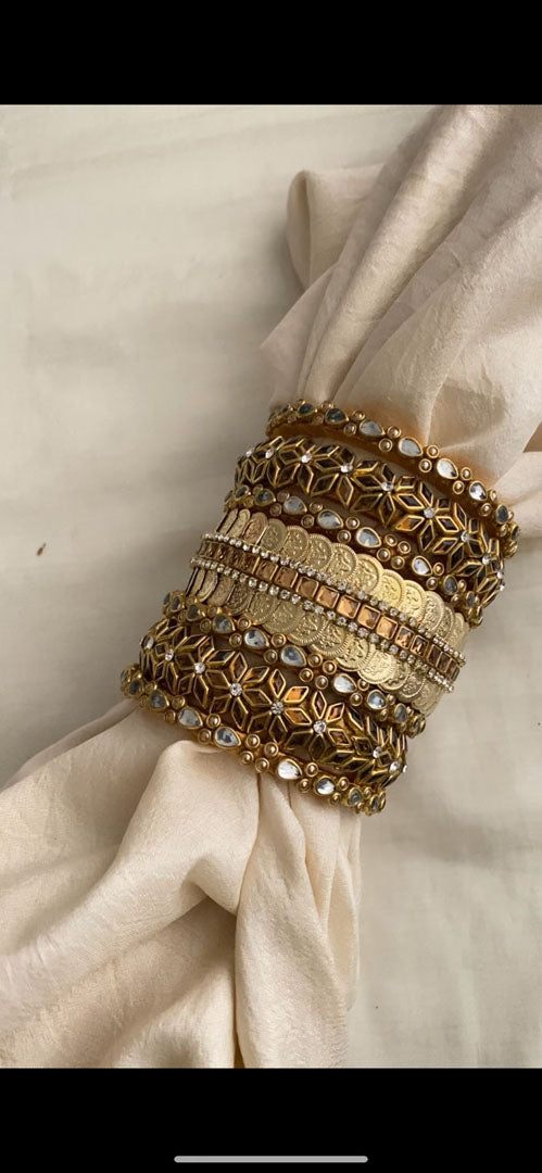 Silk Thread Kundan Bridal Bangle-Golden-G15266