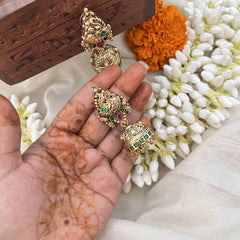 Vriksham Antique Peacock 1 gm gold Jhumka-G17069