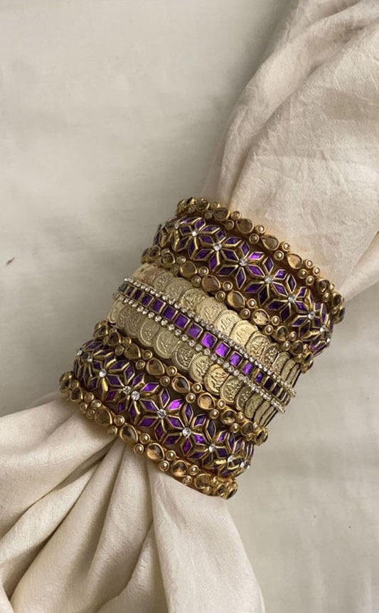 Silk Thread Kundan Bridal Bangle-Purple-G15267