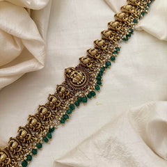 Antique Lakshmi Bridal Hip Chain-Green Bead-G13329