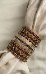 Silk Thread Kundan Bridal Bangle-Pink Orange-G15268