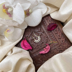 Vriksham Elegant Half Circle Leaf Septum Ring-White-G21131