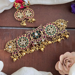Precious Floral High Neck Choker-Gold Bead-G14156