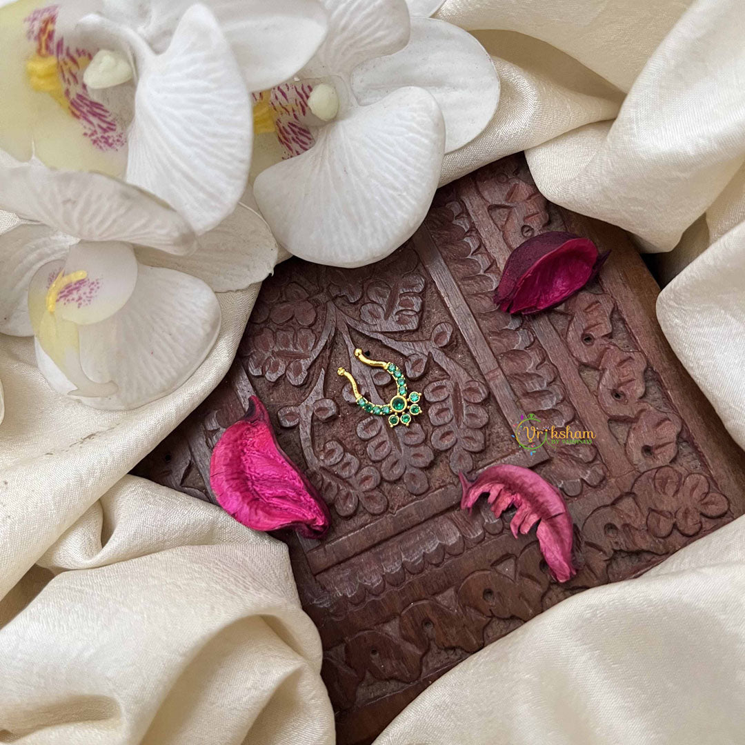 Vriksham Classic Floral Septum Ring-Green-G21135