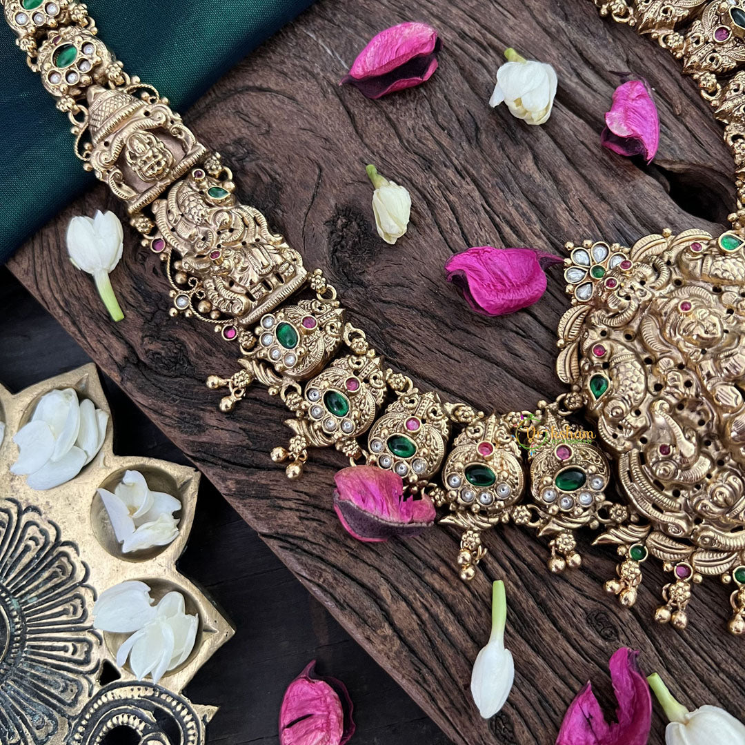 Vriksham Antique Gold Temple Style 1 gm Gold Haram-Gold Bead-G18753