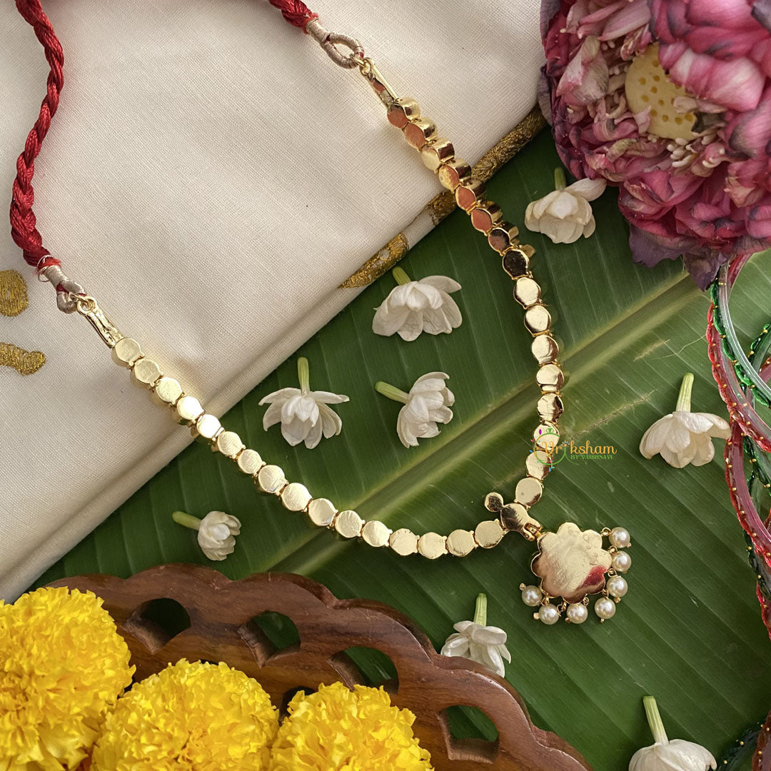 Vriksham Premium Kemp Pendant Short Neckpiece-Pearl-White-G17541